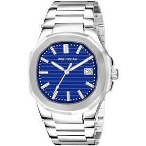 Men's Analogue Watch with Stainless Steel Bracelet, Blue Dial