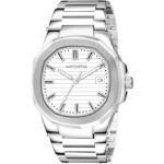 Men's Analogue Watch with Stainless Steel Bracelet, White Dial