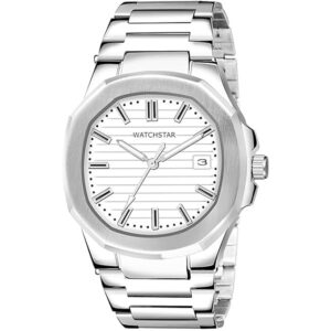 Men's Analogue Watch with Stainless Steel Bracelet, White Dial