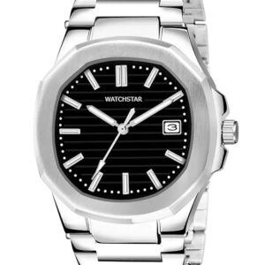 Men's Analogue Watch with Stainless Steel Bracelet, Black Dial